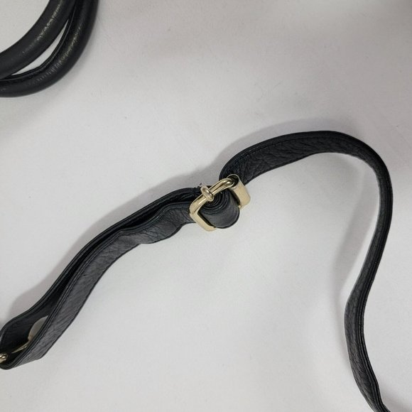 Rebecca Minkhoff Large Black Leather & Fabric Purse Bag Gold tone screw studs - Picture 9 of 16